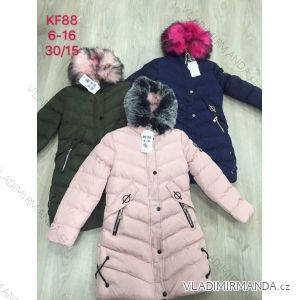 Girls coat (6-16 years) with hood and fur winter coat SAD SAD19KF88
