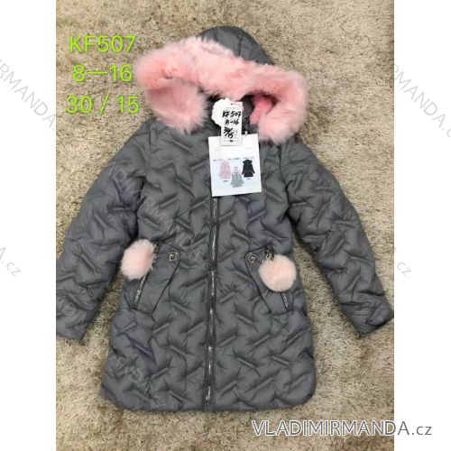 Girls' Coat Winter Hooded + Fur Teenager (8-16 years) SAD SAD19KF507