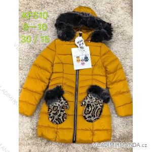 Girls' coat winter with hood and fur adolescent (8-16 years) SAD SAD19KF510