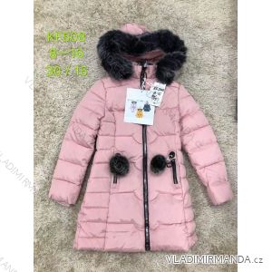 Girls' coat winter with hood and fur adolescent (8-16 years) SAD SAD19KF508