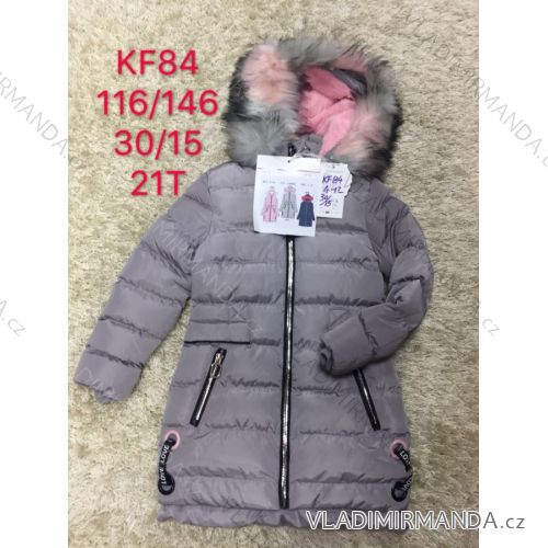 Coat winter with hood and fur children's adolescent girl (116-146) SAD SAD19KF84
