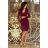 Lace dress with neckline - Burgundy color
