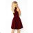 114-11 Flared Dress - Heart-Shaped Neckline - Burgundy color
