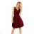 114-11 Flared Dress - Heart-Shaped Neckline - Burgundy color
