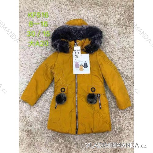 Girls' coat winter with hood and fur youth (8-16 years) SAD SAD19F516