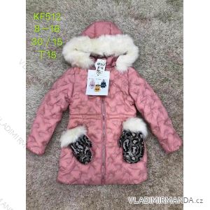 Girls' coat winter with hood and fur youth (8-16 years) SAD SAD19KF512