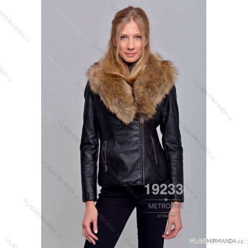 Women's winter leather jacket with fur (S-2XL) METROFIVE MET19002
