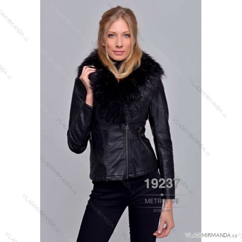 Women's winter leather jacket with fur (S-2XL) METROFIVE MET19003
