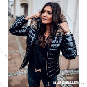 Jacket winter quilted glossy with fur women's (s-xl) ITALIAN FASHION IM619745