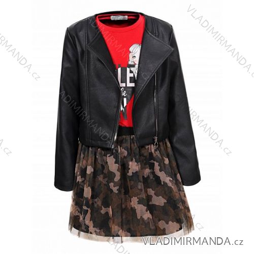 Set leatherette jacket, t-shirt and skirt for children and adolescent girls (110-160) GLO-STORY GLO19GLT-7502