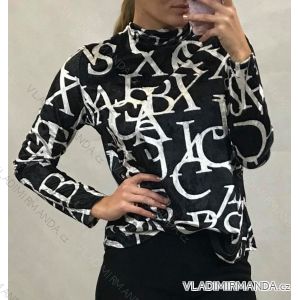 T-shirt long sleeve velvet with collar women (uni s / m) ITALIAN FASHION IMC191220