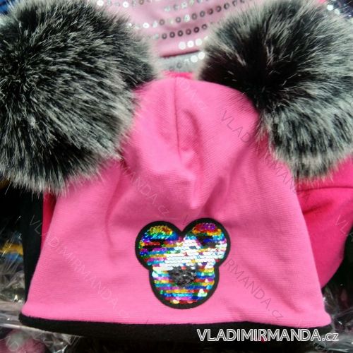 Fleece padded cap with sequins for girls (3-8 years) POLISH MANUFACTURING PV319453
