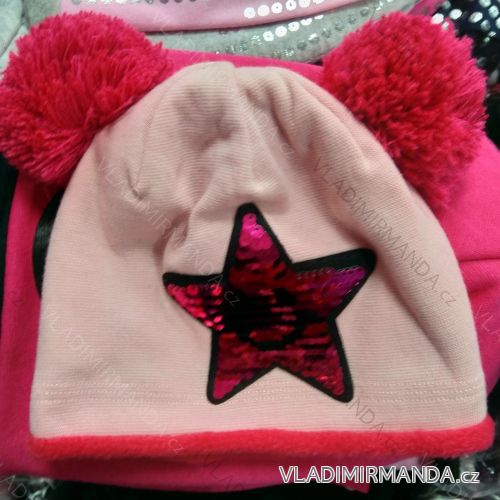 Fleece padded cap with sequins for girls (3-8 years) POLAND PRODUCTION PV319454
