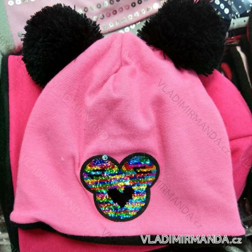 Fleece padded cap with sequins for girls (3-8 years) POLAND PRODUCTION PV319455
