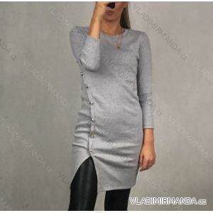 Line Long Sleeve Dress with Buttons Women (UNI S / M) ITALIAN FASHION IM1419038
