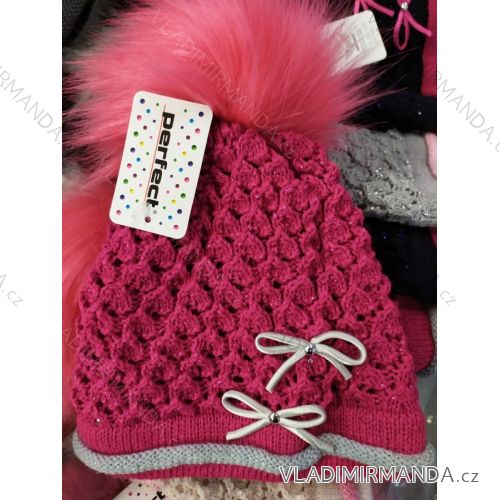 Children´s cap (3-8 years) winter cap with pompon PERFECT POLAND POL219044
