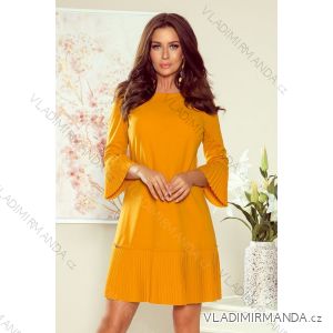 228-7 LUCY - Pleated Comfortable Dress - Mustard Color
 NMC-228-7