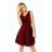 114-11 Flared Dress - Heart-Shaped Neckline - Burgundy color
