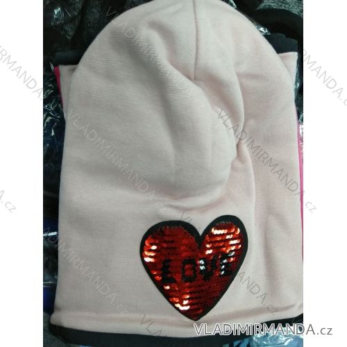 Fleece padded cap with sequins for girls (3-8 years) POLAND PRODUCTION PV319480