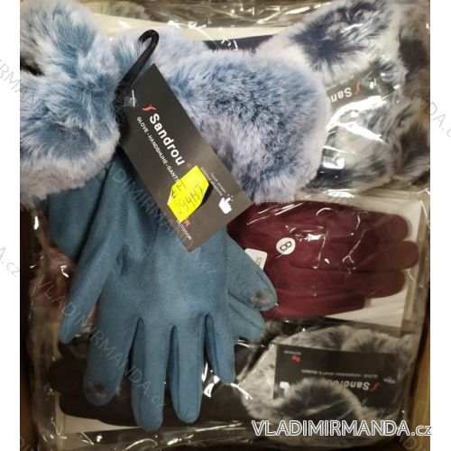 Women´s gloves warm with fur women (ONE SIZE) SANDROU SZM294MT
