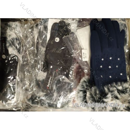 Women´s gloves warm with fur women (ONE SIZE) SANDROU SZM-294MT
