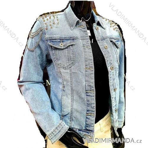 Jeans jacket spring with studs women (s-lx) Polish moda JMK20009
