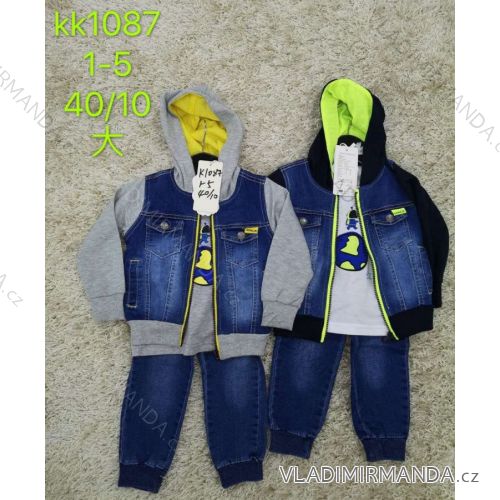 Jeans set, denim jacket with hood and t-shirt for infant boys (1-5 years) SAD SAD20KK1087
