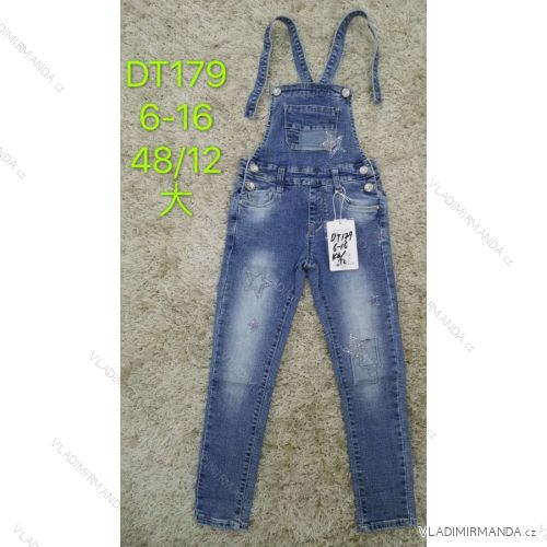 Jeans with bib children adolescent girls (6-16 years) SAD SAD20DT179
