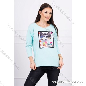 Blouse with 3D cat graphics, red