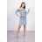 Stretch denim dress, bare shoulders S / ML / XL