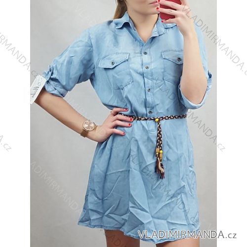 Dress 3/4 Long Sleeve Shirt Denim Ladies (uni s / m) ITALIAN FASHION IM920091
