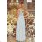 215-1 LEA Long Sleeveless Dress with Embroidered Cleavage - Silver Color
