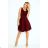 114-11 Flared Dress - Heart-Shaped Neckline - Burgundy color
