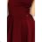 114-11 Flared Dress - Heart-Shaped Neckline - Burgundy color
