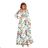 245-1 Long dress with frill and cleavage - colorful roses and blue birds
