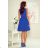 114-12 Flared Dress - Heart-Shaped Neckline - Royal Blue
