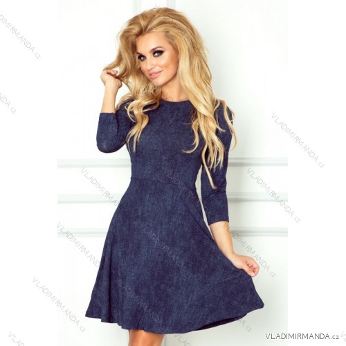 Globed Dress with 3/4 Sleeve - Blue Jeans 49-3
