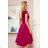 300-4 PATRICIA - long lace neckline dress - Burgundy color
