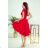 300-2 PATRICIA - long lace neckline dress - Red
