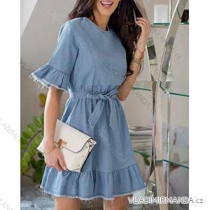 Denim short sleeve dress women (UNI S / M) ITALIAN FASHION IM920010
