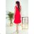 306-1 ROSITA Dress with bows on the shoulders and frill - red
