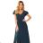 310-1 LIDIA long dress with neckline and frills - green
