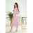 304-1 Chiffon Midi Dress with a Neckline and Frill - Dirty Pink
