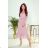 304-1 Chiffon Midi Dress with a Neckline and Frill - Dirty Pink
