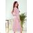 304-1 Chiffon Midi Dress with a Neckline and Frill - Dirty Pink
