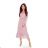 304-1 Chiffon Midi Dress with a Neckline and Frill - Dirty Pink
