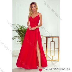 299-1 CHIARA Elegant Maxi Dress with Straps - Red
