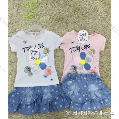 Summer T-shirt set short sleeve and denim skirt children's girl (1-5 years) SAD SAD20CY1178
