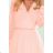 313-2 ISABELLE Pleated dress with neckline and long sleeve - peach color
