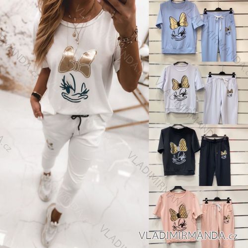 Set of long sweatpants and short sleeve t-shirt for women (UNI S / L) TURKISH FASHION IMK20DAISY